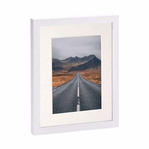 Nicola Spring Single Rectangular Photo Frame in White with Grey Mount