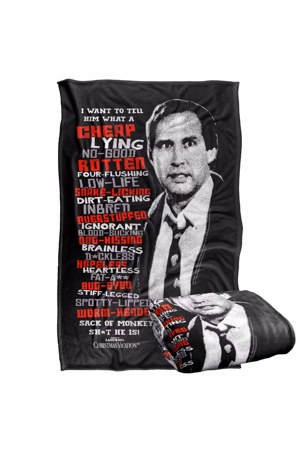 Warner Bros. Christmas Vacation Profanities Super Soft Silky Touch Throw Blanket, Extra Large, Multicolour and Black – 2