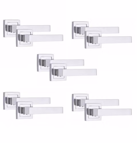 Golden Grace Delta Door Handles on Square Rose in Polished Chrome, 5 Pairs
