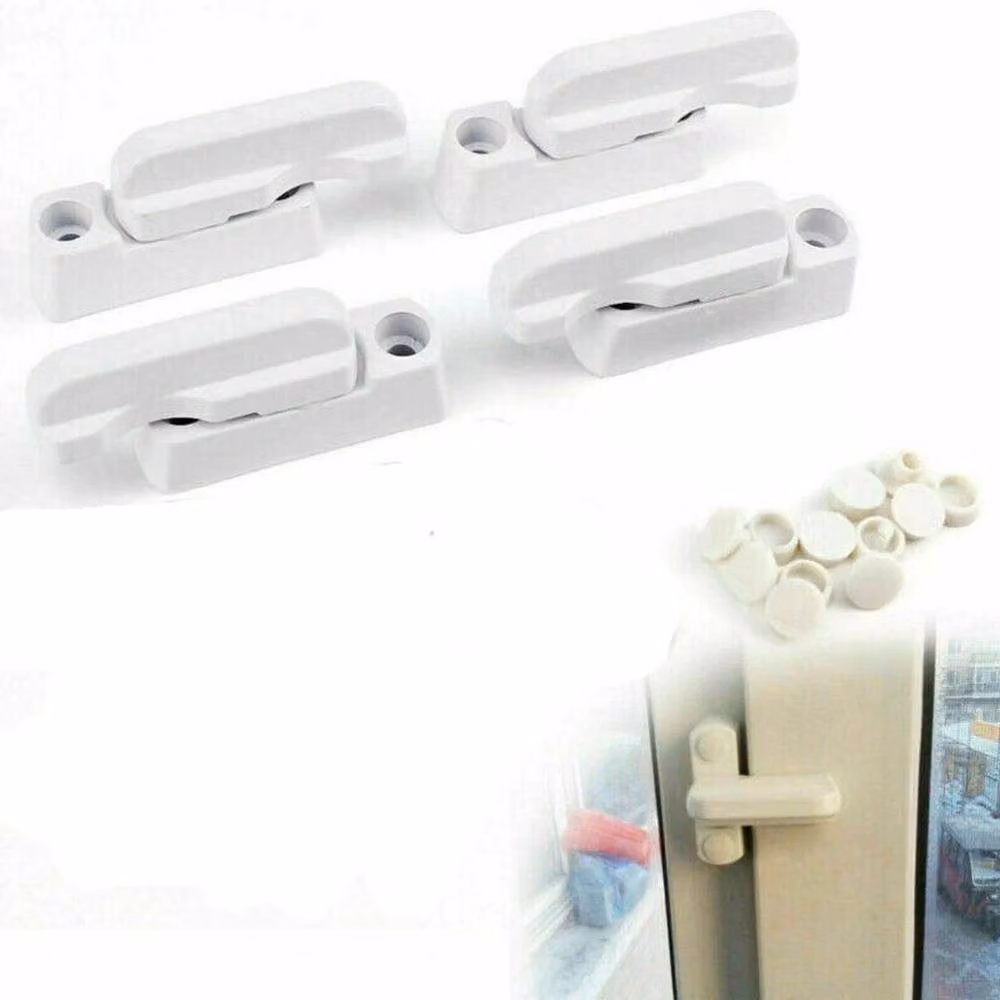 FLAVORA 20 Pack White UPVC Window Safety Locks and Door Sash Jammers – 3