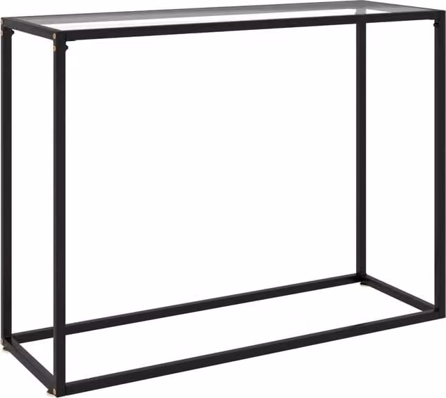 Berkfield Home Modern Rectangular Console Table in Clear Tempered Glass and Black Metal, W/D/H: 100 x 35 x 75 cm – 1