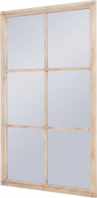 KDMK Rustic Window-Style Rectangular Wall Mirror in Brown