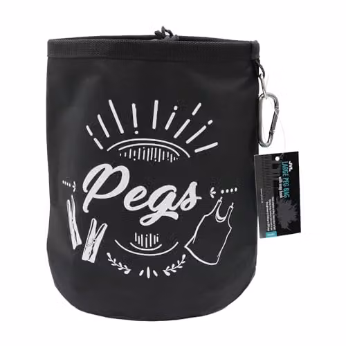 JVL Large Peg Bag with 72 Strong Plastic Pegs in White and Grey – 2