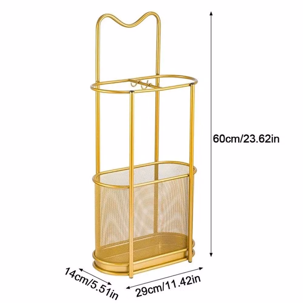 KORVIXA Gold Metal Hallway and Porch Storage Rack with Removable Tray, W/D/H: 100 x 100 x 100 cm – 2