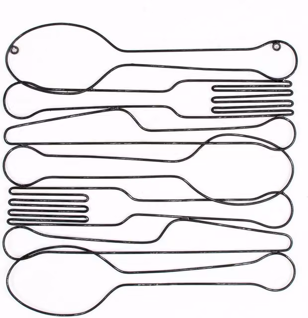 Art For The Home Dinner Time Metal Wall Art in Black and Silver