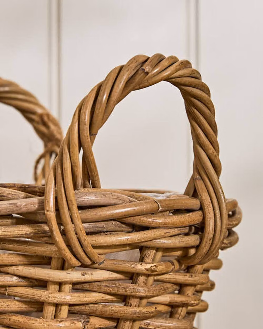 Dibor Traditional Lined XXS Wicker Planter Basket with Handles in Grey and Brown – 4