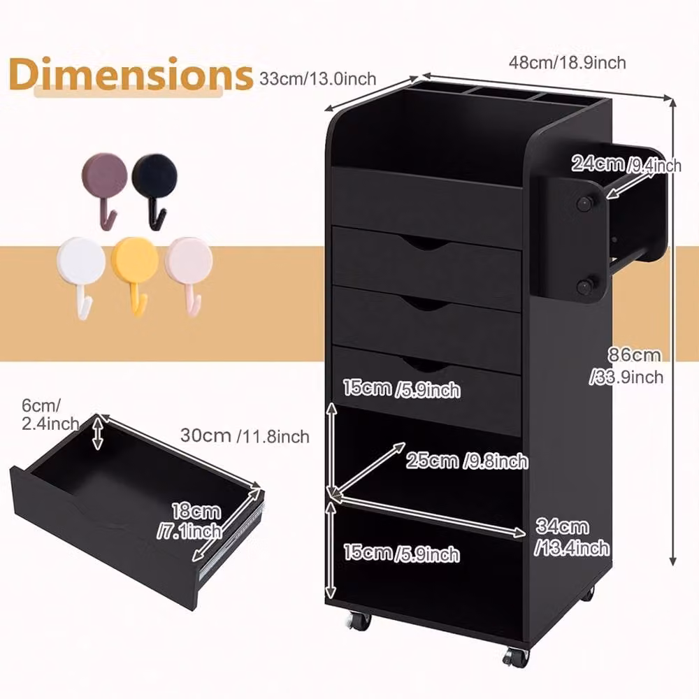 Ventryn Black Kitchen Storage Cart Rack Trolley on Wheels – 2