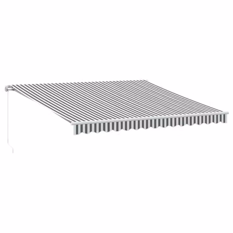 Berkfield Home Manual Retractable Semi-Cassette Awning with LED, Anthracite and White, W: 400 cm, D: 350 cm