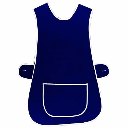 MyShoeStore Women's Tabard Apron with Front Pocket for Catering and Cleaning, Blue – 1