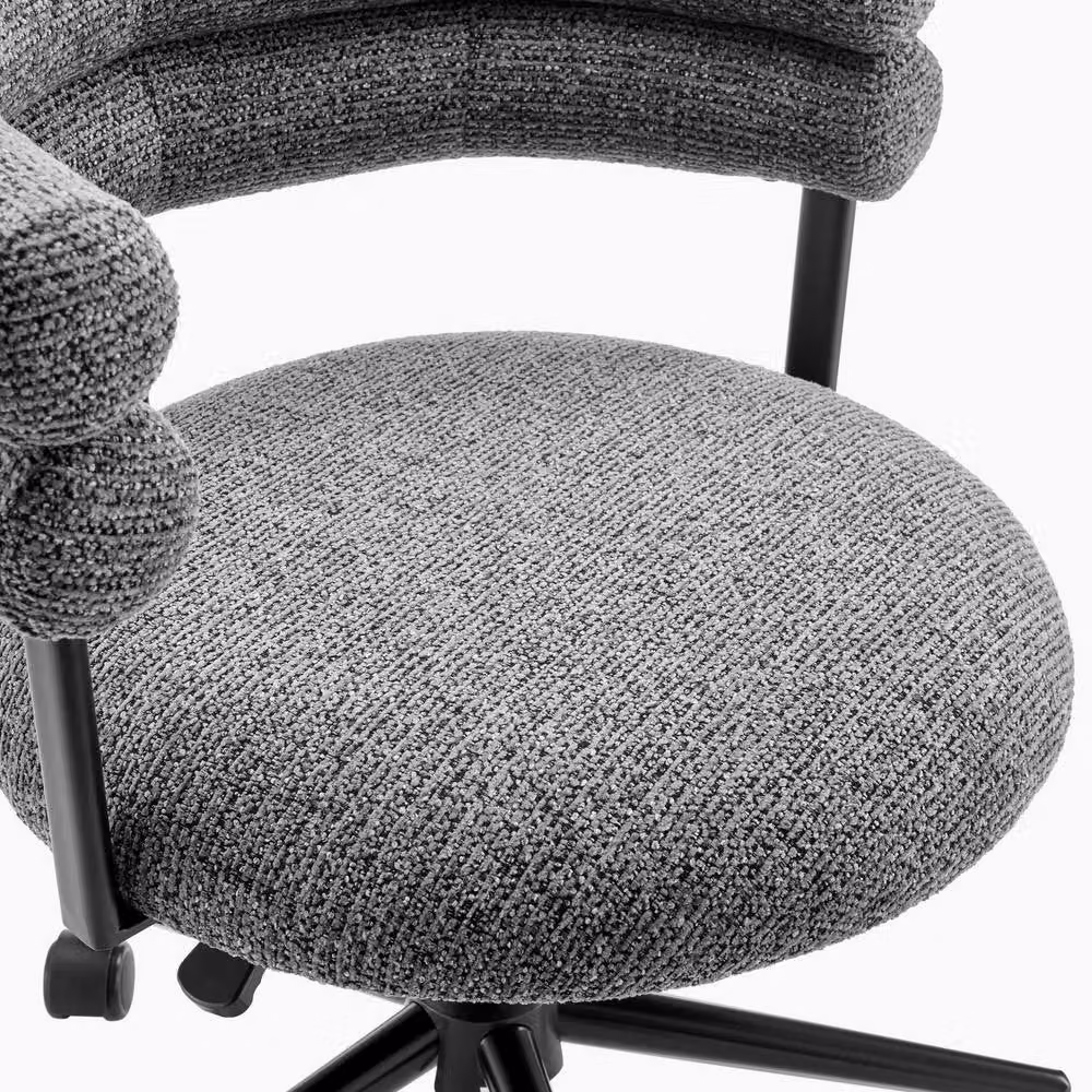 FurnitureboxUK Estelle Charcoal Grey Fabric Swivel Office Task Chair – 3