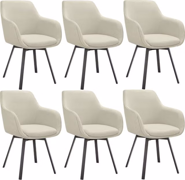 tectake Alicon Padded Swivel Armchair with Large Backrest in Greige
