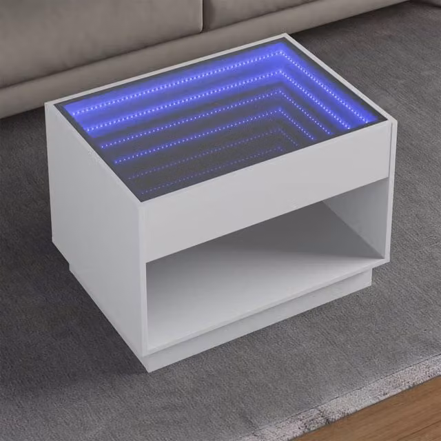 Berkfield Home Infinity LED Coffee Table in White, W/D/H: 70 x 50 x 50 cm – 1