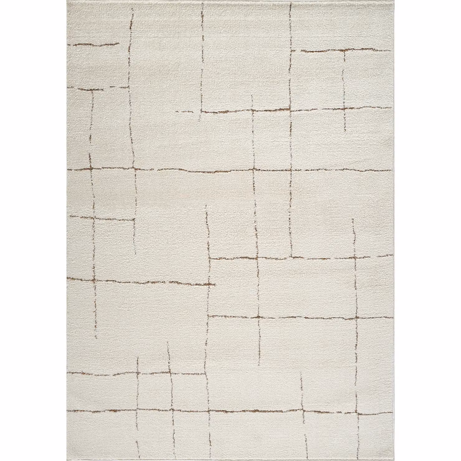 Livabliss Freud Modern High Pile Geometric Rug in Ivory, Black, Brown and White, W: 200 cm, D: 275 cm – 2