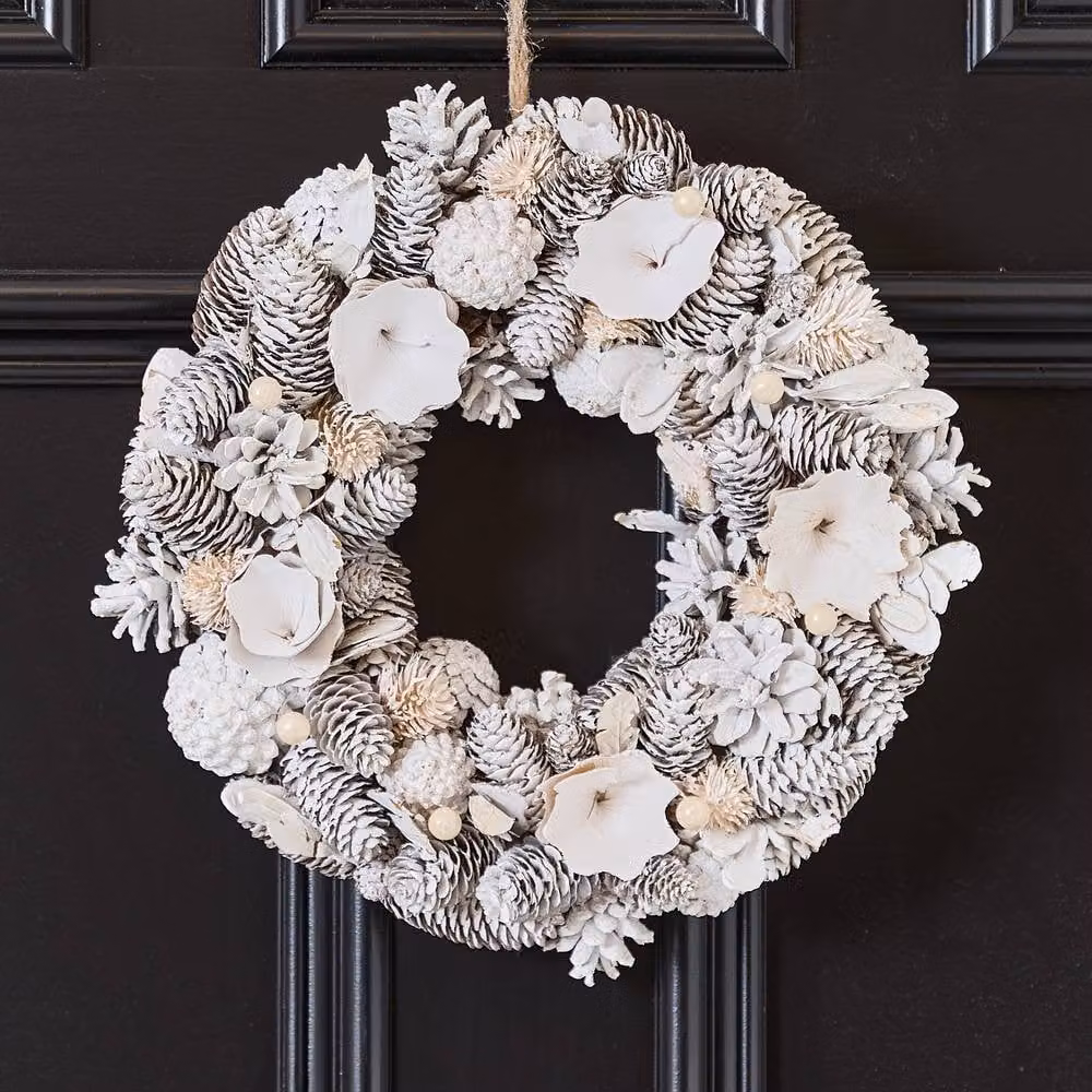 Dibor White and Silver Christmas Wreath, Diameter: 33 cm – 2