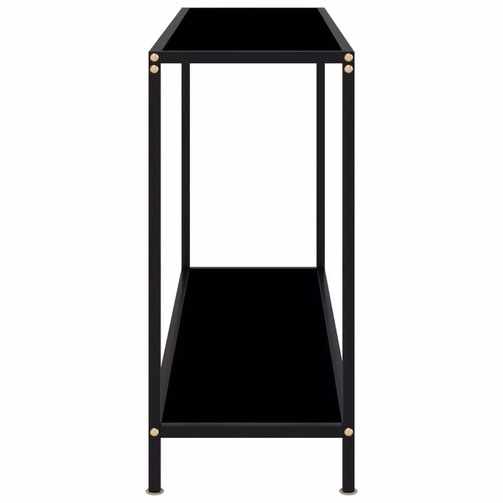 Berkfield Home Black Tempered Glass Console Table W/D/H: 120 x 35 x 75 cm – 3