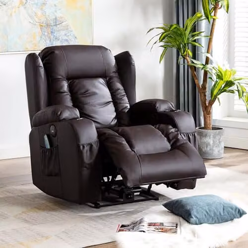 More4Homes Caesar Electric Bonded Leather Recliner Chair with Heat and Massage in Brown – 8