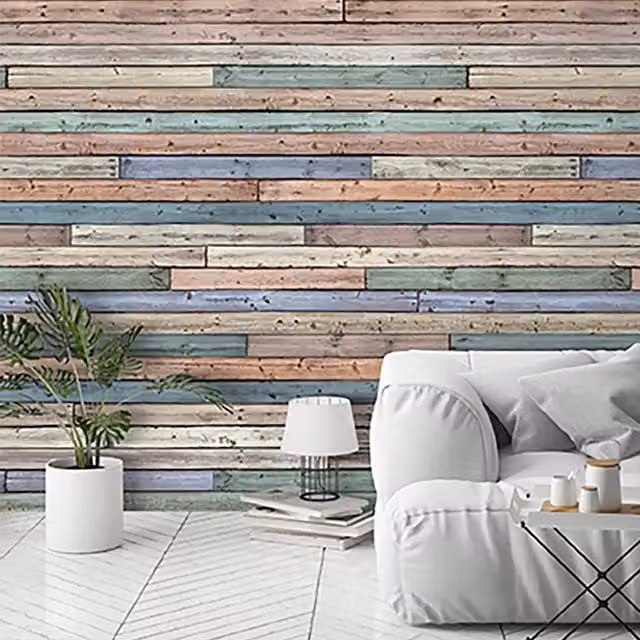 Grandeco Multicolour Wood Mural Wallpaper