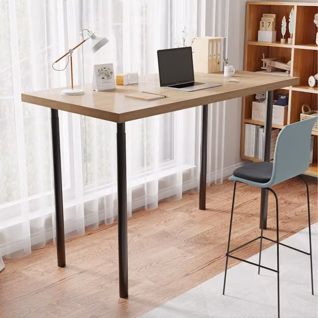 Livingandhome Set of 4 Cylindrical Metal Table Legs, Black, Height: 100 cm