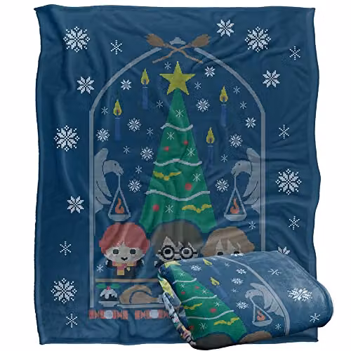 Warner Brothers Harry Potter and The Deathly Hallows Part 2 Great Hall Feast Blanket, W/D/H: 152 x 127 cm, White/Multicolour