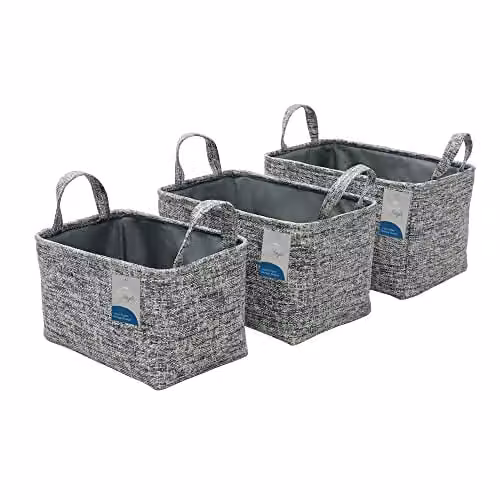 JVL Urban Set of 3 Grey Rectangle Paper Storage Baskets