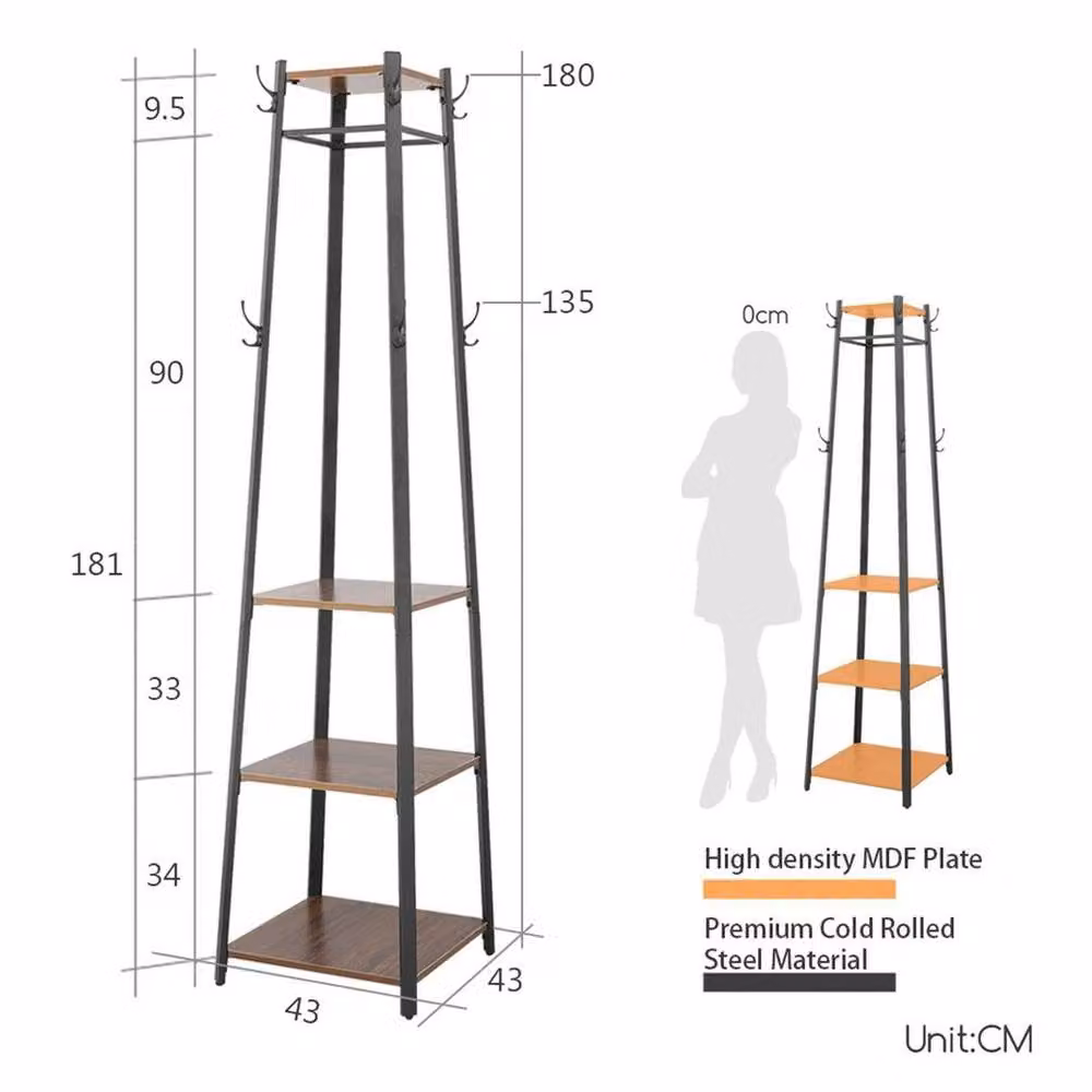 EONLION Brown Hall Tree with Bench and Coat Stand – 2