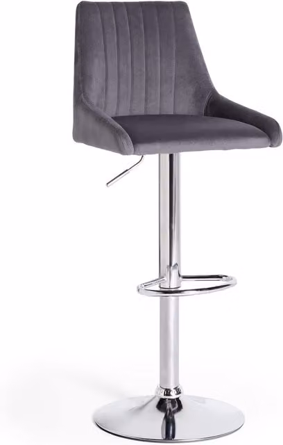 Spinningfield Grey Velvet Kitchen and Dining Bar Stool with Metal Base