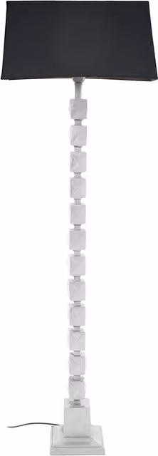 Fifty Five South Orsina Large Faceted Floor Lamp with White Fabric Shade and Black Metal Cube Base – 1