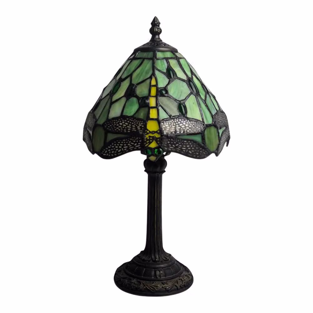 First Choice Lighting Laurel Green Tiffany Dragonfly Table Lamps, Set of 2, Bronze, Height: 36 cm – 2