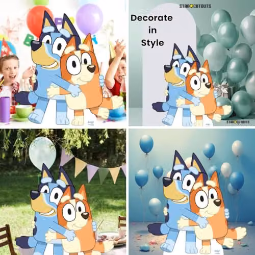 Star Cutouts Bluey and Bingo Cardboard Cutout, Height: 91 cm, Multicolour Birthday Party Decoration – 4