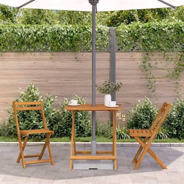 Berkfield Home Durable Folding Garden Table in Brown Solid Acacia Wood W/D/H: 70 x 70 x 75 cm