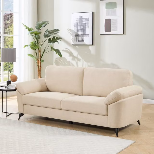 More4Homes Malmo Scandinavian Style Fabric Sofa Set in Beige, W: 212 cm