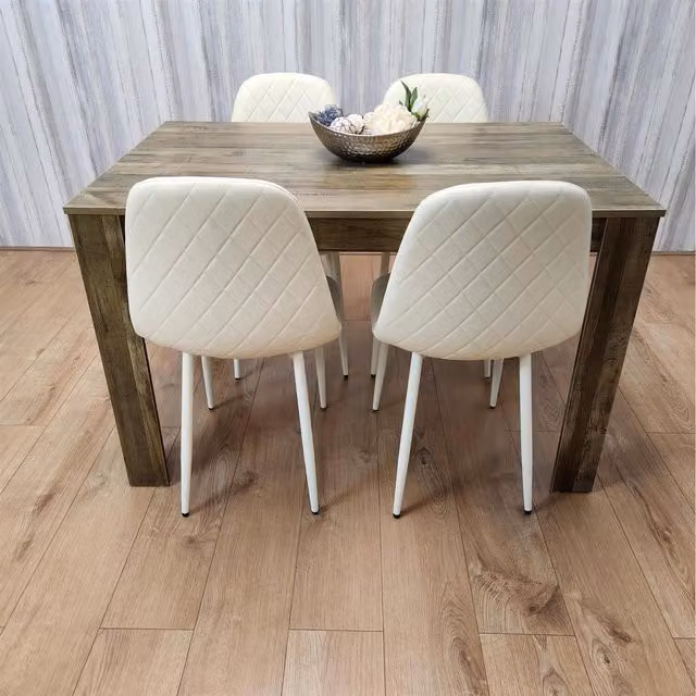 Kosy Koala Rustic Effect Dining Table and Gem Chair Set in Brown and Beige
