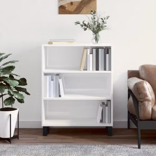 vidaXL Modern Glossy White Shelf Cabinet W/D/H: 69.5 x 32.5 x 90 cm – 2