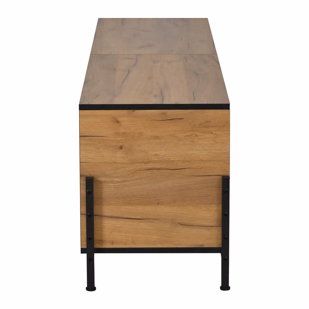 Rolipo Industrial Rustic Wood TV Stand Lowboard for 80 Inch TVs, Brown and Black – 4