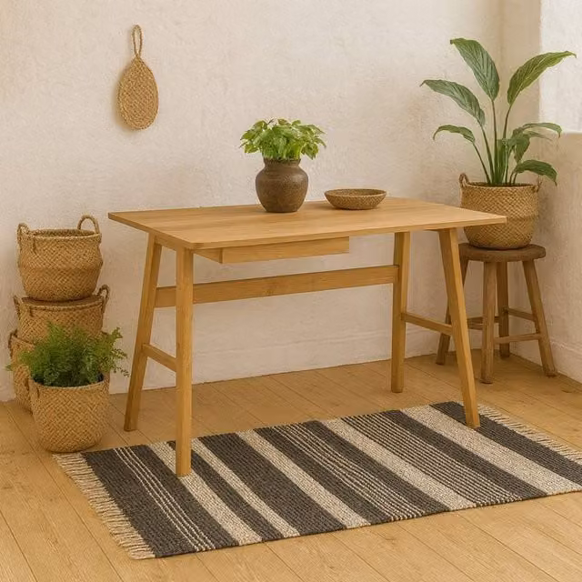 Wyld Haus Quietwood Modern Oak Writing Desk in Natural Brown