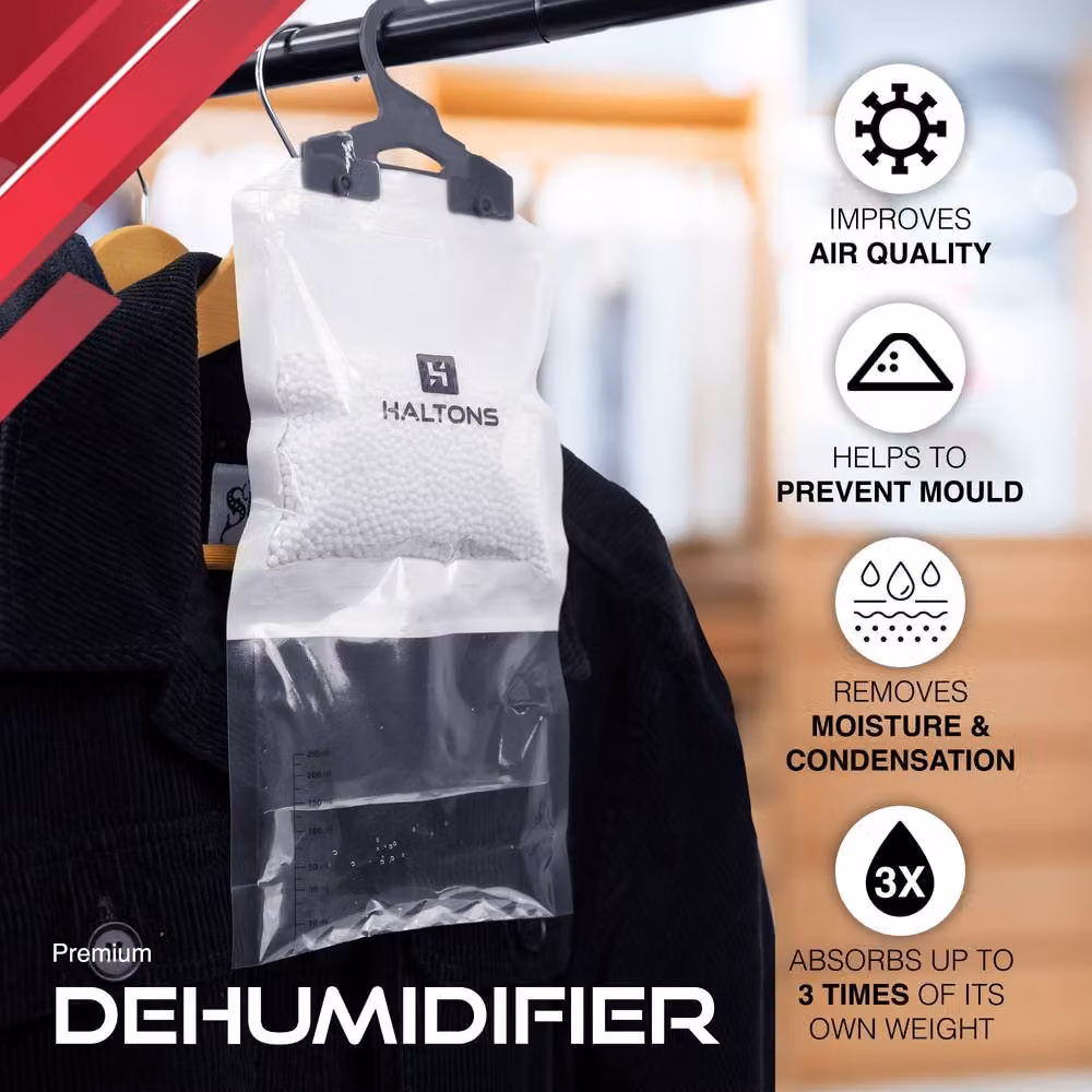 Haltons Hanging Dehumidifier Moisture Absorbers, 210g, Pack of 20, White – 3