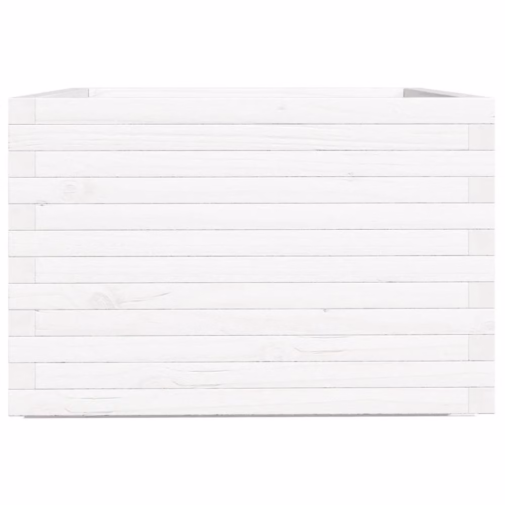 Berkfield Home Beautiful Garden Planter Tub in White Solid Wood, W: 70 cm, D: 70 cm, H: 49.5 cm – 2