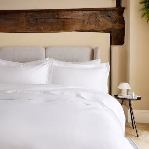 Christy Premium 500 Thread Count Mako Satin Cotton Duvet Cover and Pillowcase Set, White, W/H: 200 x 200 cm – 4