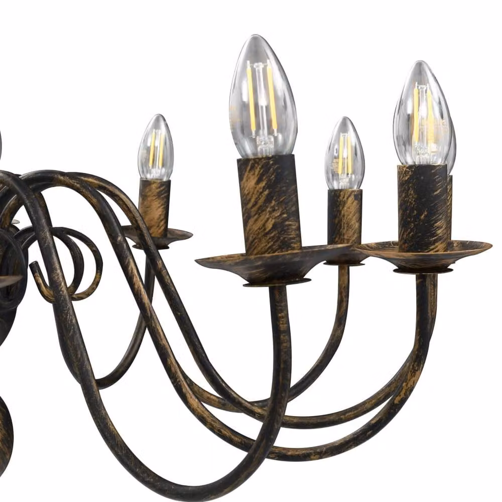 Berkfield Home Antique Black Metal Chandelier for 12 x E14 Bulbs – 3