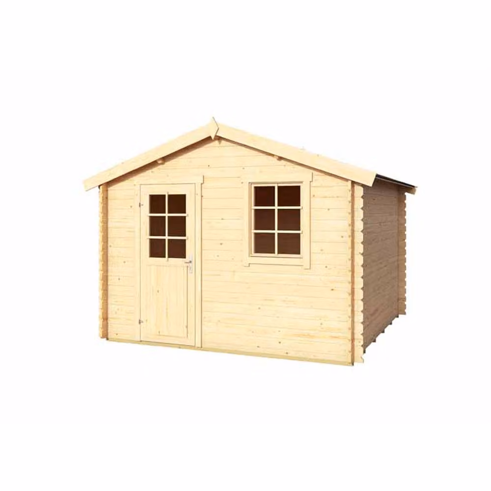 Lasita Maja Ltd Wels 3 Log Cabin Garden Room and Home Office in Light Oak, W: 339.8 cm, D: 320 cm, H: 245.1 cm – 2