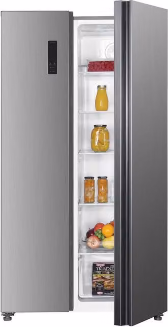 Statesman Silver Side by Side Freestanding Fridge Freezer with 347L Fridge and 186L Freezer Capacity