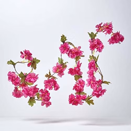 Homescapes Set of 3 Artificial Floral Garlands in White and Pink with Leaves for Weddings and Parties – 1