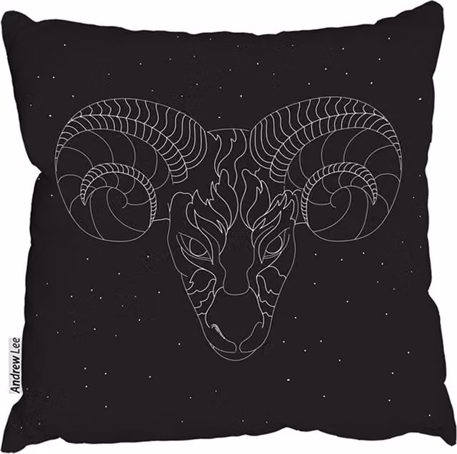 Benjamin Tate Design LTD Aries Zodiac Sign Graphic Square Cushion, Black, W/D/H: 60 x 60 x 60 cm