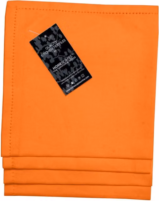 Homescapes Set of 4 Plain Orange Cotton Napkins