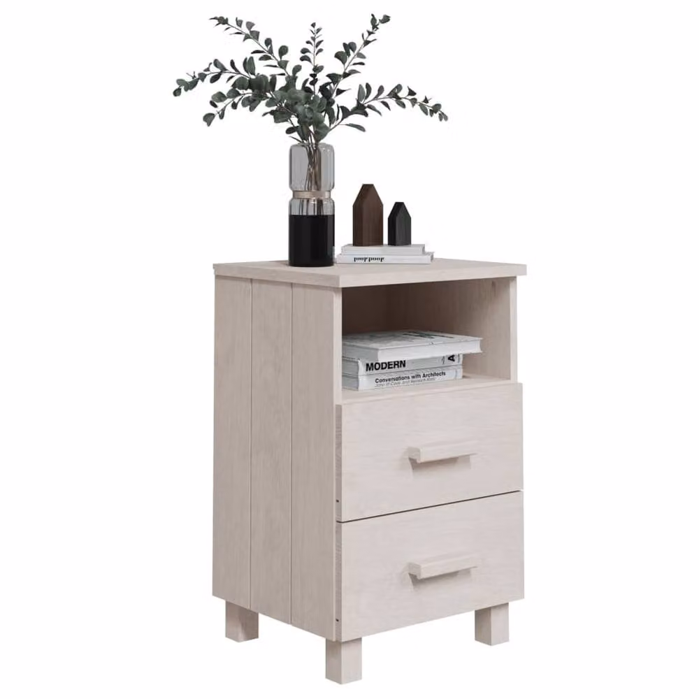 Berkfield Home HAMAR Decorative Bedside Cabinets, 2 Piece Set, White, W/D/H: 40 x 35 x 62 cm – 2