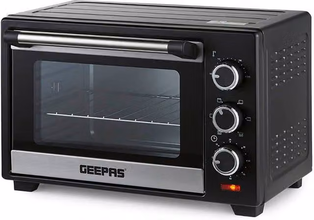 Geepas 19L Electric Mini Oven with Rotisserie, 1280W, 6 Functions, Black