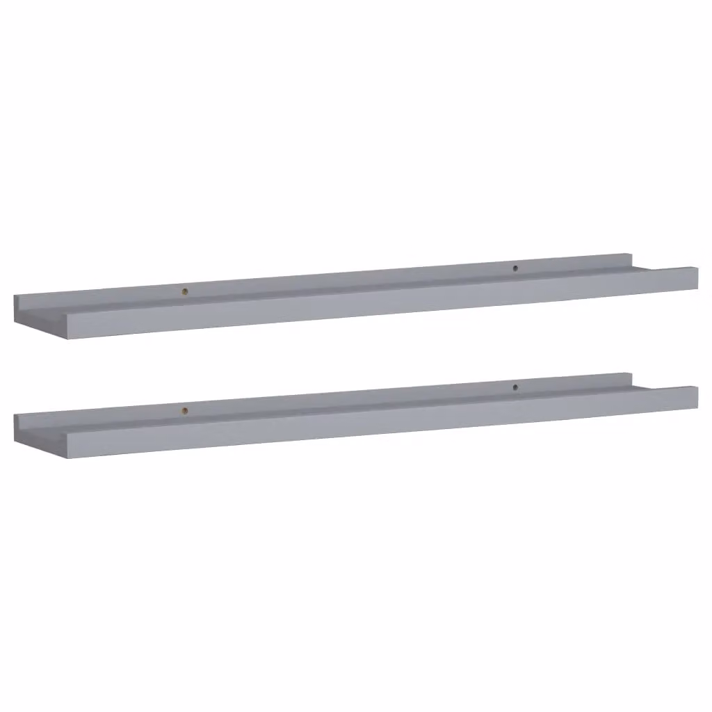 Berkfield Home Picture Frame Ledge Shelves, 2 Pack, Grey MDF, W: 80 cm, D: 9 cm, H: 3 cm – 2
