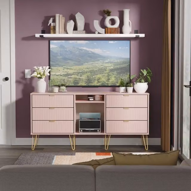 2 U Bexley Ready Assembled 6 Drawer Sideboard in Dusty Pink – 1