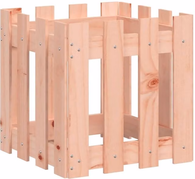 Berkfield Home Beige Wooden Garden Planter Tub, W/D/H: 40 x 40 x 40 cm