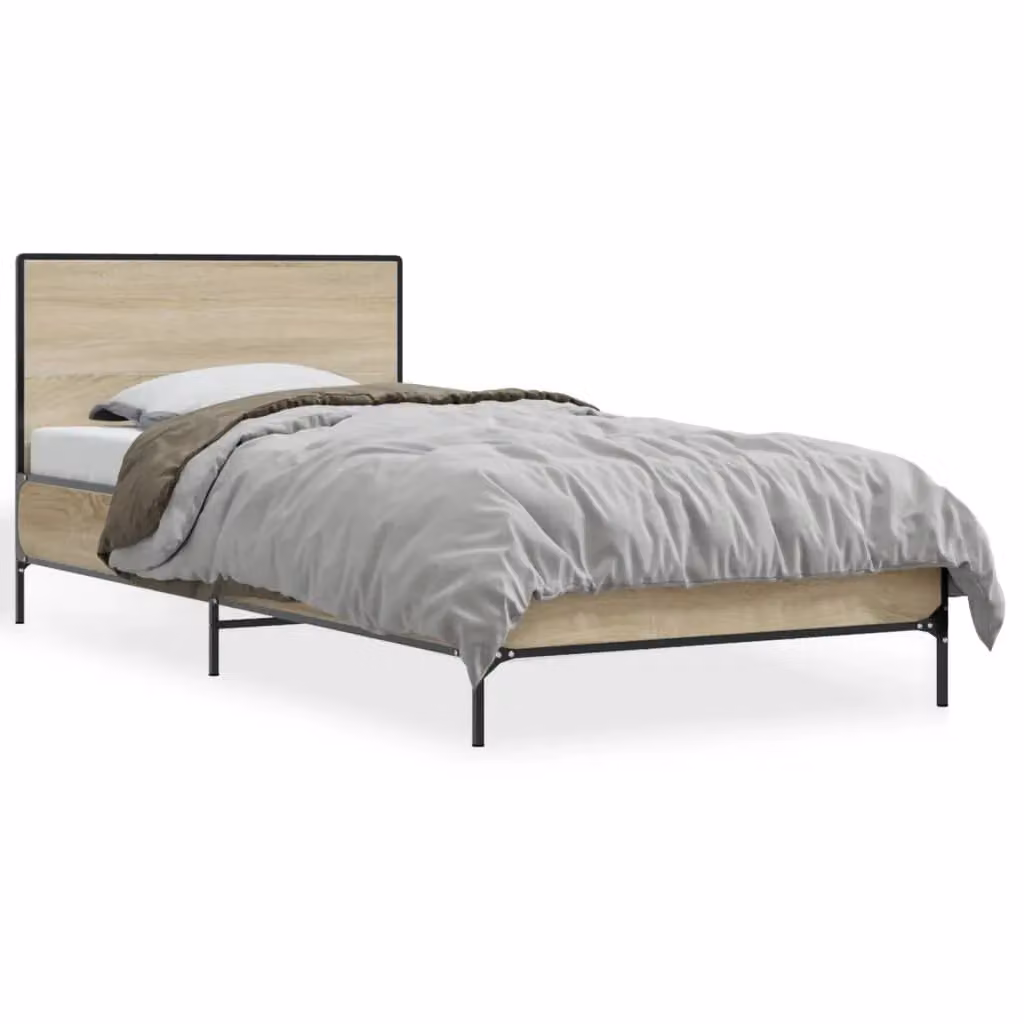 Berkfield Home Sonoma Oak Bed Frame in Brown, W/D/H: 90 x 200 cm – 2